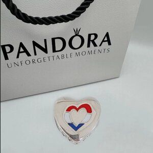 Pandora Netherlands Flag Heart Charm Bead S925 Silver with box